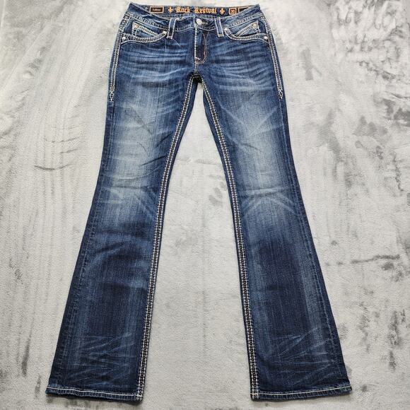 Rock Revival Denim - Rock Revival Jeans Womens 30 Blue Lillian Boot Cut Low Rise Stretch Western Y2K